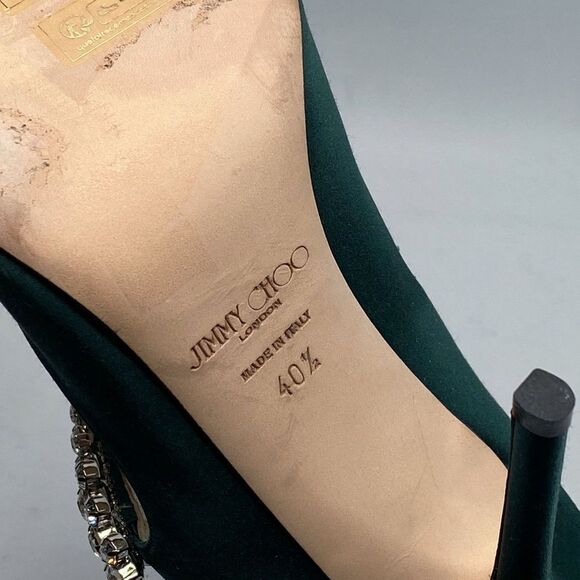 Jimmy Choo Bing 100 Satin Mules With Crystal Strap size 40.5 - Picture 16 of 16